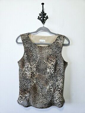 Vintage D'Allaird Leopard Print Top Size 10 Sleeveless Tank Y2K Glam